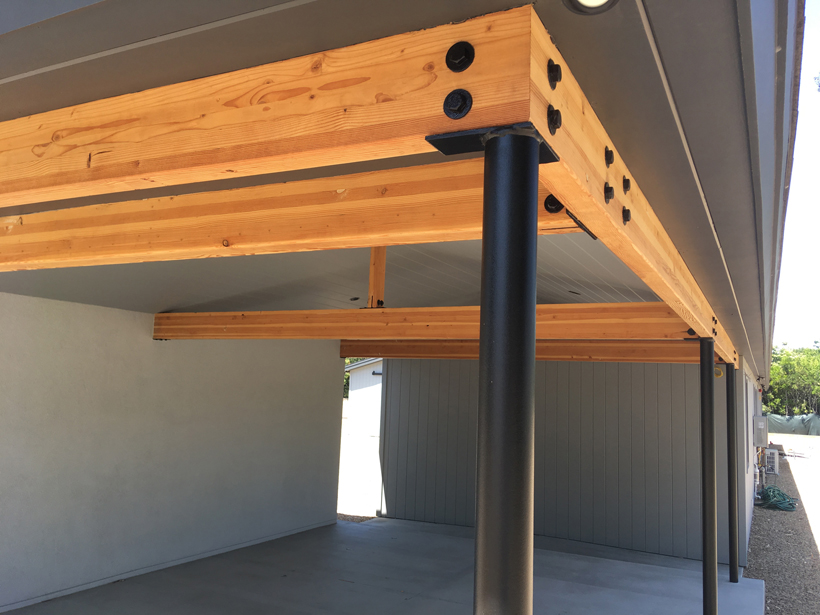 Covered Parking Beam Details - Showcar Garage & Guest Suite Addition - ENR architects, Thousand Oaks, CA 91360